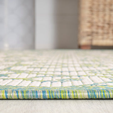 Madrid Vintage Filigree Textured Weave Indoor/outdoor Square Rug